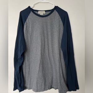J. Crew Heather Gray and Navy Tee Size Large 100% Cotton
